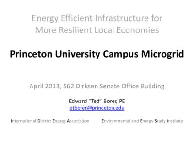 Princeton University Energy Plant  Advance Planning for Electric Reliability In A Campus Microgrid