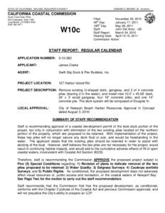 California Coastal Commission Staff Report and Recommendation Regarding Permit Application No[removed]Clarke, Newport Beach)