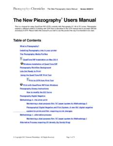 Piezography® Chronicles  The New Piezography Users Manual Version