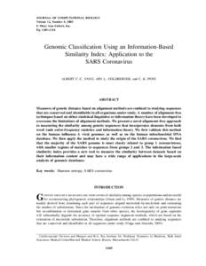 JOURNAL OF COMPUTATIONAL BIOLOGY Volume 12, Number 8, 2005 © Mary Ann Liebert, Inc. Pp. 1103–1116  Genomic Classification Using an Information-Based