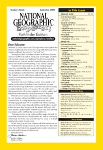 Teacher’s Guide  September 2009 In This Issue pp. 2-9