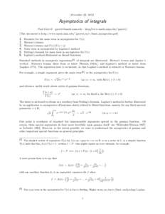 (December 29, [removed]Asymptotics of integrals Paul Garrett [removed]  http://www.math.umn.edu/egarrett/