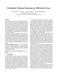 Probabilistic Relational Reasoning for Differential Privacy Gilles Barthe Boris K¨opf  Federico Olmedo