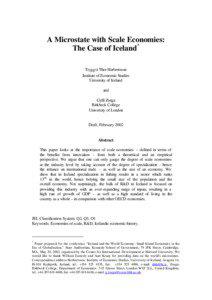 A Microstate with Scale Economies: The Case of Iceland* Tryggvi Thor Herbertsson