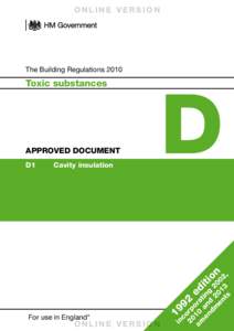 ONLINE VERSION  The Building Regulations 2010 Cavity insulation