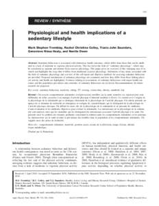 725  REVIEW / SYNTHE`SE Physiological and health implications of a sedentary lifestyle