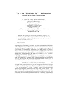 On P/NP Dichotomies for EL Subsumption under Relational Constraints A. Kurucz1, F. Wolter2, and M. Zakharyaschev3 1  3