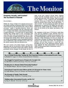 The Center for International Trade and Security  Summer 2004, Vol. 10, No. 2 Prosperity, Security, and Freedom? The Sea Island G-8 Summit