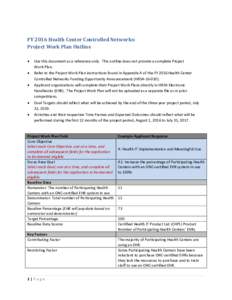 FY2016 Project Work Plan Outline