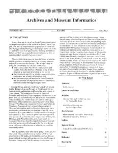 Archives and Museum Informatics Newsletter, Vol. 7, no. 3