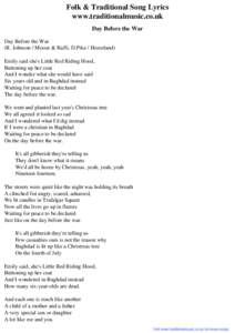 Folk & Traditional Song Lyrics - Day Before the War
