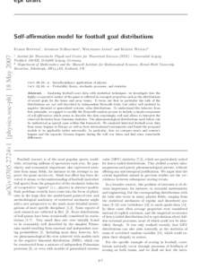 epl draft  Self-affirmation model for football goal distributions arXiv:0705.2724v1 [physics.soc-ph] 18 May 2007