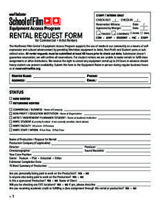 staff / intern only  Equipment Access Program RENTAL REQUEST FORM