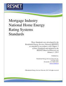 Mortgage Industry National Home Energy Rating Systems
