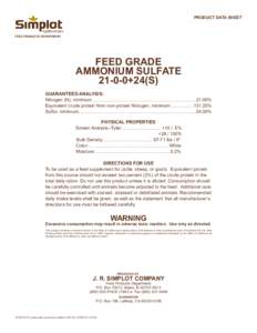 PRODUCT DATA SHEET AgriBusiness  FEED PRODUCTS DEPARTMENT