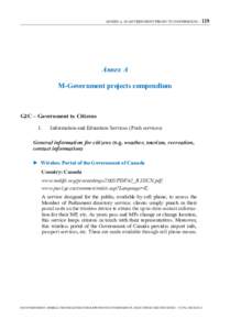 ANNEX A. M-GOVERNMENT PROJECTS COMPENDIUM – 119  Annex A M-Government projects compendium  G2C – Government to Citizens