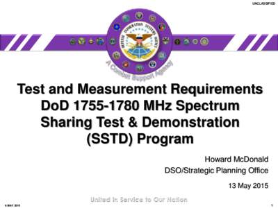UNCLASSIFIED  Test and Measurement Requirements DoDMHz Spectrum Sharing Test & Demonstration (SSTD) Program