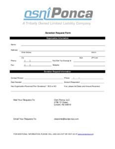 Donation Request Form Organization Information Name: Address: Street Address