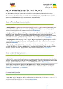 KEAN Newsletter Nr. 24 – Der KEAN Newsletter ist ein Angebot der Klimaschutz- und Energieagentur Niedersachsen GmbH. Wir informieren Sie über wichtige neue Inhalte auf unserer Internetseite, aktuelle Nachri