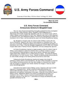 Microsoft Word - Press Release - FORSCOM PAO - Bergdahl Review - 25 March 2015.doc