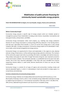 Policy Recommendations all countries _ Mobilisation of public-private financing for community based sustainable energy projects  March 2014