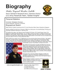 Biography  Master Sergeant Winston Castillo Senior Operations Sergeant/Liaison, Operations Section