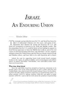 Israel A n Enduring Union Efraim Inbar T