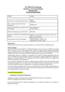 EU PSUR Work Sharing Summary Assessment Report Dinoprostone SE/H/PSURP-RMS