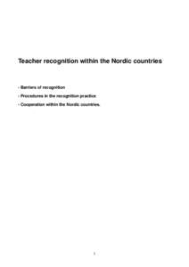 Teacher recognition within the Nordic countries