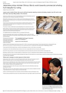 Japanese prime minister Shinzo Abe to work towards commercial whaling hunt despite ICJ ruling | ABC Radio Australia ABC Radio Australia