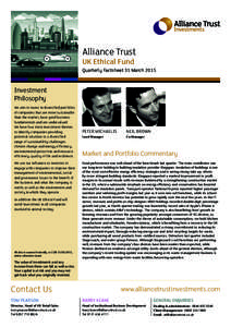 Alliance Trust UK Ethical Fund Quarterly Factsheet 31 MarchInvestment