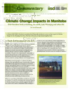Climate Change Impacts in Manitoba