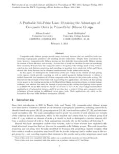 Full version of an extended abstract published in Proceedings of PKC 2015, Springer-Verlag, 2015. Available from the IACR Cryptology ePrint Archive as ReportA Profitable Sub-Prime Loan: Obtaining the Advantage