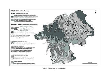 WESTMORLAND - Terrains UPLANDS (i.e. generally lands over 300m / 1000ft)  Mountains, plateaux, and dissected plateaux: upland peaks and