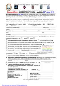 Marryatville High School Old Scholars Association Inc  (including Norwood Boys, Norwood and Kensington Girls Technical and Technical High Schools and their precursors) Renewal/New - MEMBERSHIP FORM – Valid to 30th June