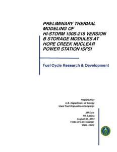 PRELIMINARY THERMAL MODELING OF HI-STORM 100S-218 VERSION B STORAGE MODULES AT HOPE CREEK NUCLEAR POWER STATION ISFSI