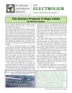 THE  ELECTROLIER October 2013, Volume 11, Number 4  The Bracero Program in Napa Valley