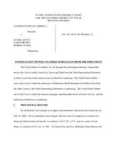 US v. Bayly, Brown and Furst UNITED STATES’ MOTION TO STRIKE SURPLUSAGE FROM THE INDICTMENT
