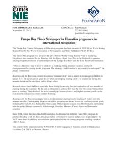 Two curriculum supplements produced by the Tampa Bay Times Newspaper in Education program have been recognized with national a