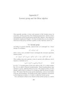 Appendix C Lorentz group and the Dirac algebra