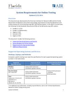 AIR Florida Standards Assessments System Requirements for Online Testing
