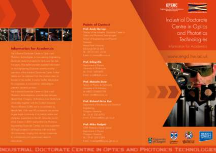Optics & Photonics Technologies  Industrial Doctorate Centre Points of Contact
