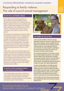 Responding to family violence: The role of council animal management INFO SHEET
