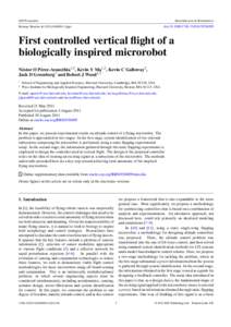 First controlled vertical flight of a biologically inspired microrobot