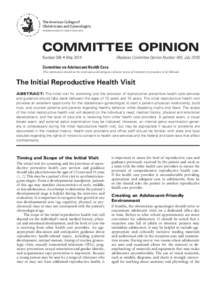 The American College of Obstetricians and Gynecologists WOMEN’S HEALTH CARE PHYSICIANS COMMITTEE OPINION Number 598 • May 2014
