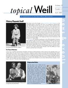 topical Weill  Volume 25 Number 2 Fall 2007