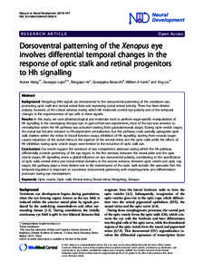 Dorsoventral patterning of the Xenopus eye involves differential temporal changes in the response of optic stalk and retinal progenitors to Hh signalling