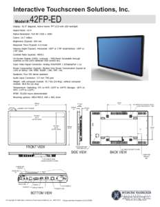 Interactive Touchscreen Solutions, Inc. Model #: 42FP-ED  Display: 42.0