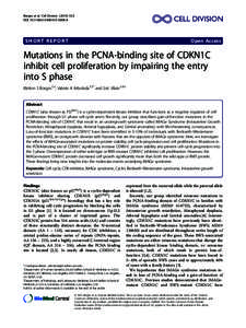 Mutations in the PCNA-binding site of CDKN1C inhibit cell proliferation by impairing the entry into S phase