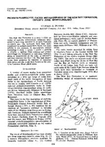 Canadian Mineralagist Yol. 12, ppPREHNITE.PUMPELLYITE FACIES METAMORPHISM OF THE NEW BAY FORIVIATION, EXPLO|TS ZONE, NEWFOUNDLAND STEPHEN G. FRANKS